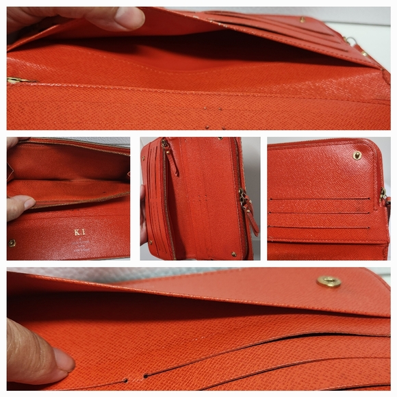 LOUIS VUITTON Rouge Monogram Coated Canvas Wallet/Wristlet/Bag - Picture 10 of 15